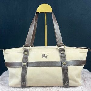 BURBERRY Blue Label Canvas & Leather Tote Bag - Beige/Brown (Authentic)